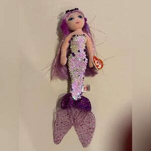 TY Beanie Baby Sea Sequins mermaid Lorilei doll w/flip sequins sparkle crown NWT